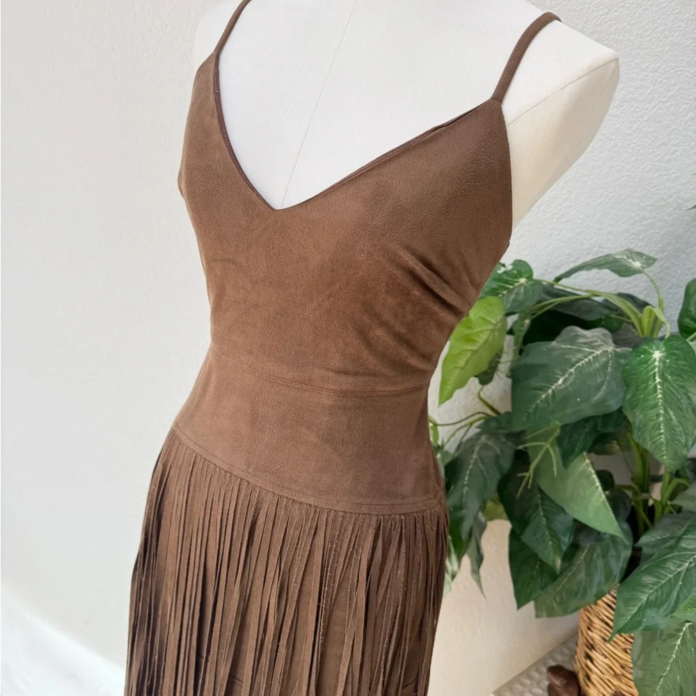 Nasty Gal Brown Fringe Mini Dress - Picture 6 of 8